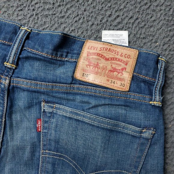 Levis 510 Jeans Denim Blue Cotton Mens 34 x29 - Picture 2 of 7